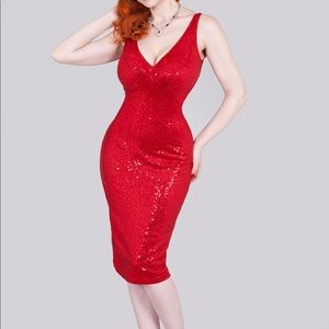Bettie Page by Tatyana Red Wiggle Pinup Dress